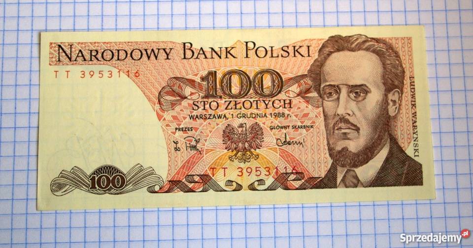BANKNOT 100 ZŁOTYCH 1988 LUDWIK WARYŃSKI Piszczac