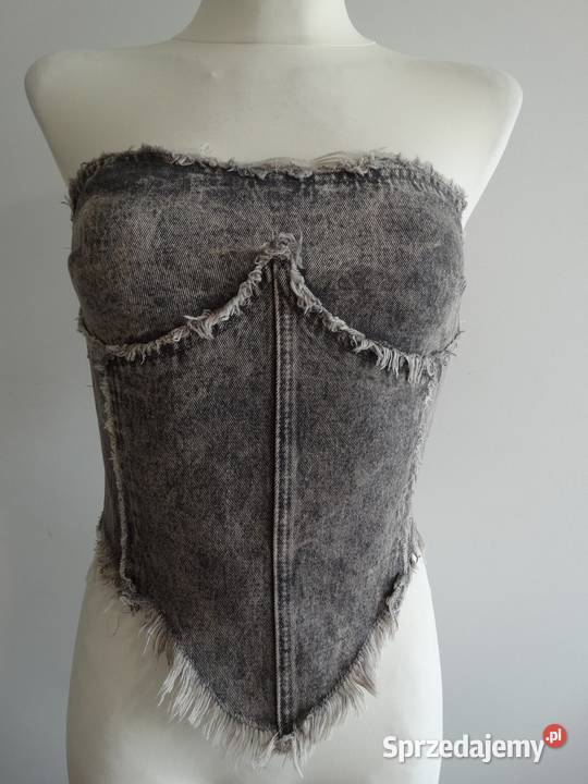 Bluzka Gorsetowa Top Gorset Jeansowy Czarny by Topy i koszulki Łomża