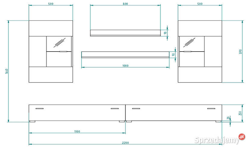 Meblościanka czarna Tiger na wysoki połysk 146cm podkarpackie Jasienica Rosielna