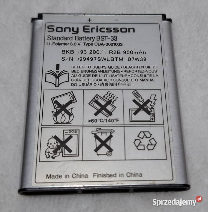 Bateria BST33 Sony Ericsson K550i stan nieznany śląskie Czeladź