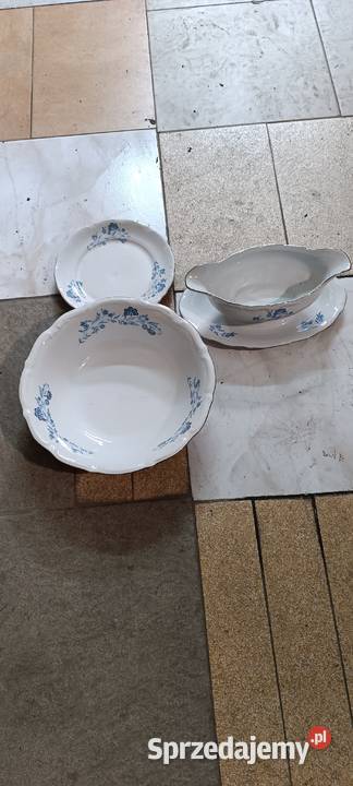 Talerze szkło porcelana z PRL Klucze Przeworno