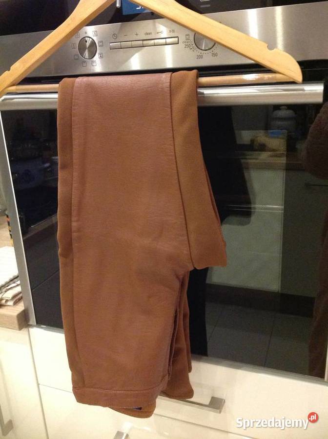 Spodnie Legginsy Karmelowe Skórzane Damskie HM r Nowa Sól