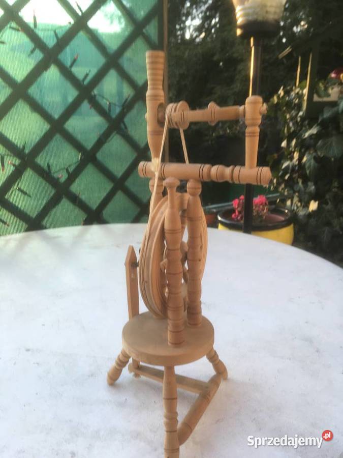 Kołowrotek drewniany do przędzenia Zielonka