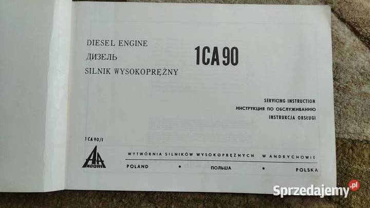 Instrukcja obsługi silnik ANDORIA 1CA90 wydania Lublin