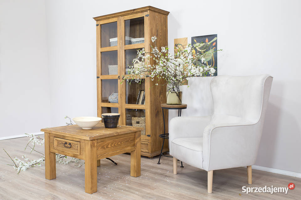 Witryna drewniana przeszklona woskowana VIT07 195cm małopolskie Maków Podhalański