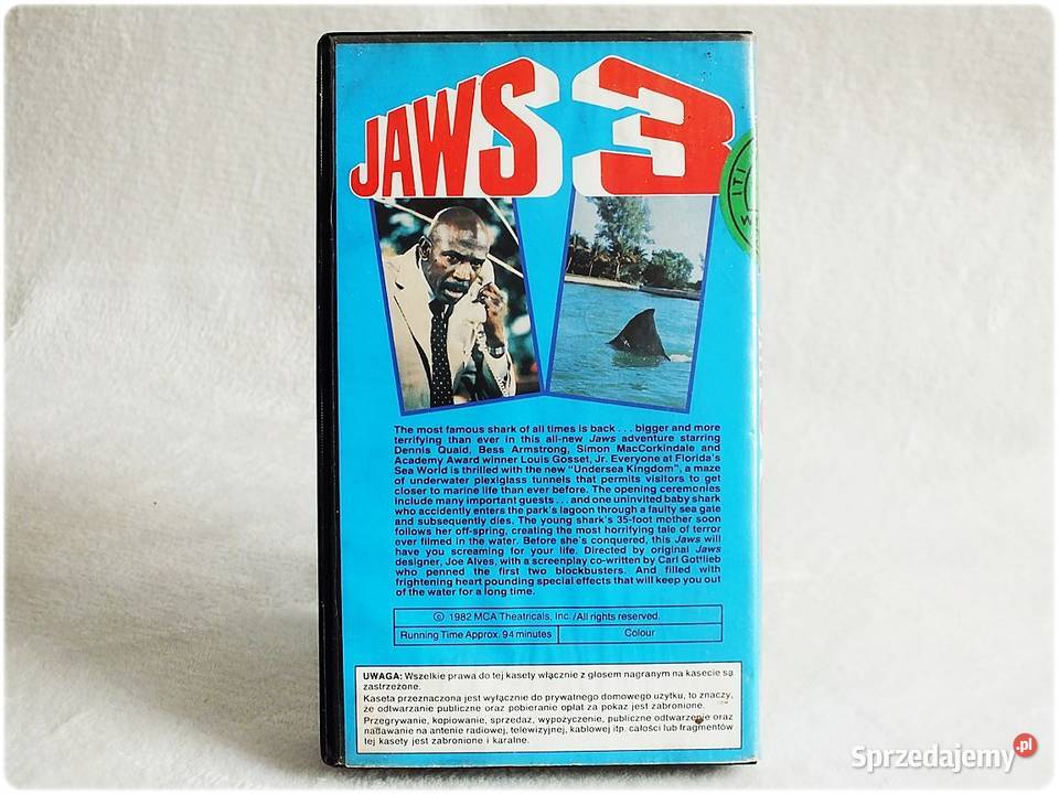 Kaseta VHS Film Szczęki 3 Film na Video ORYGINAŁ lubuskie