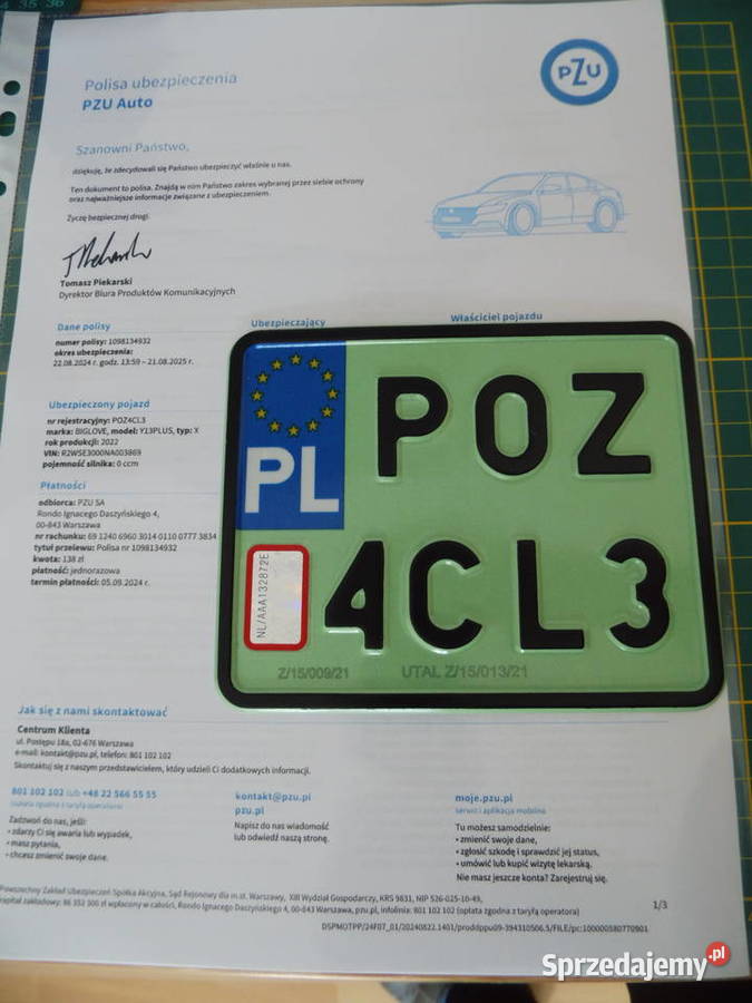 Skuter motorower elektryczny Zarejestrowany
