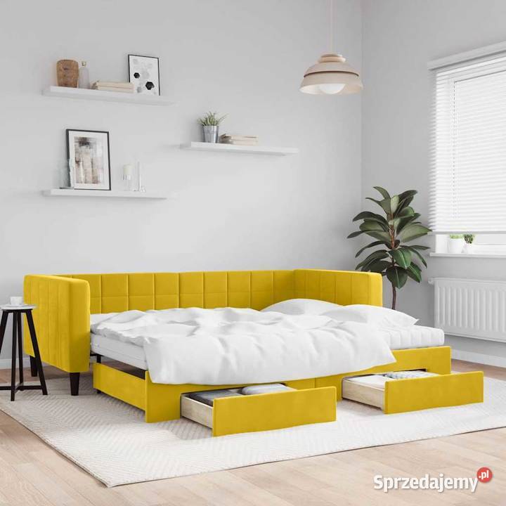 vidaXL Sofa rozsuwana z szufladami żółta 90x200 Warszawa