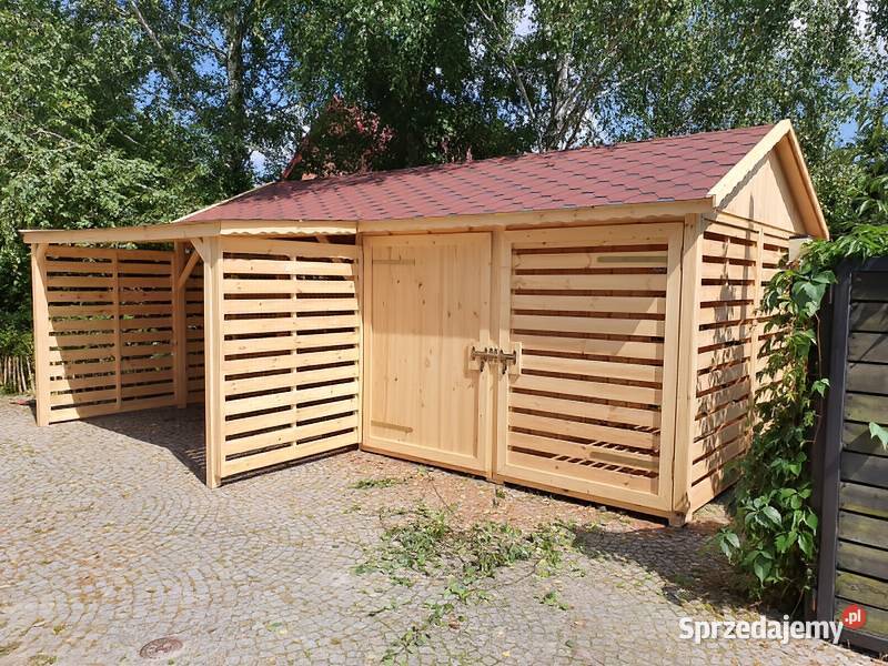 Wiata garażowa 4 z pomieszczeniem gospodarczym i Parzymiechy