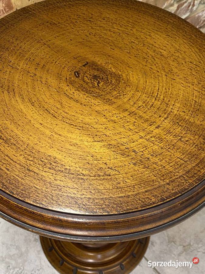 Stolik orzechowy kwietnik podstawa lite drewno Dom i Ogród Gniezno