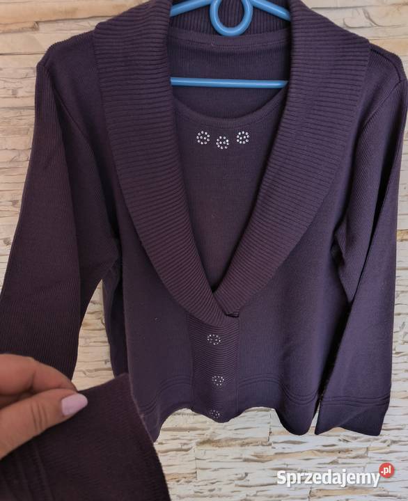 Sweter fioletowy z szalowym kołnierzem Gdańsk