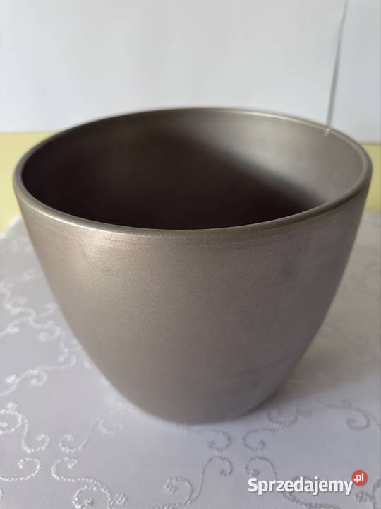 Donica duża ceramiczna srebrna lakierowana Czerwionka-Leszczyny