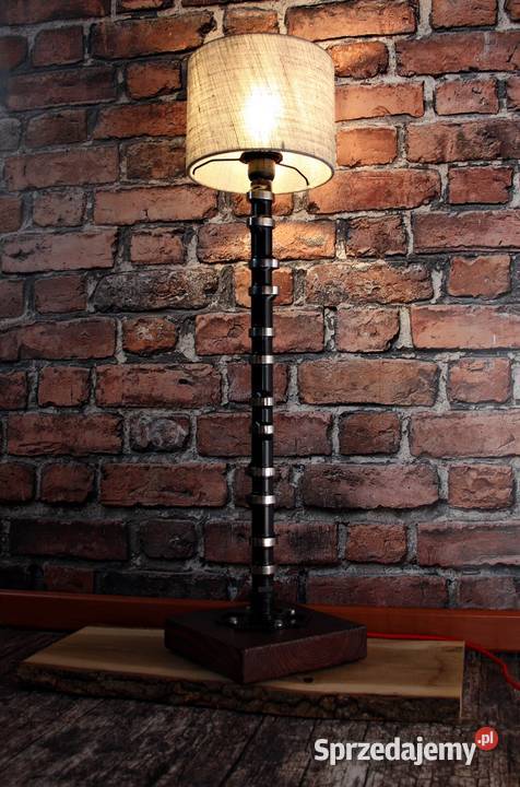 Lampa stojąca loft drewno metal art wałek Lampy podłogowe Dębica sprzedam