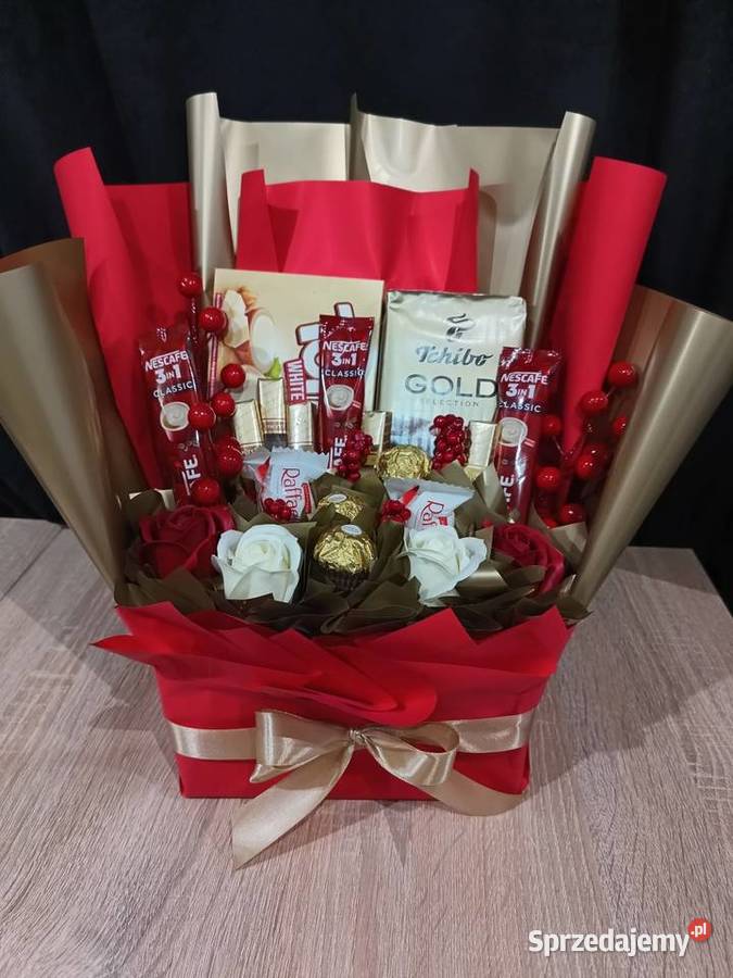Box ze słodyczy i kawy Bukiet jadalny Prezent na wielkopolskie Ratyń