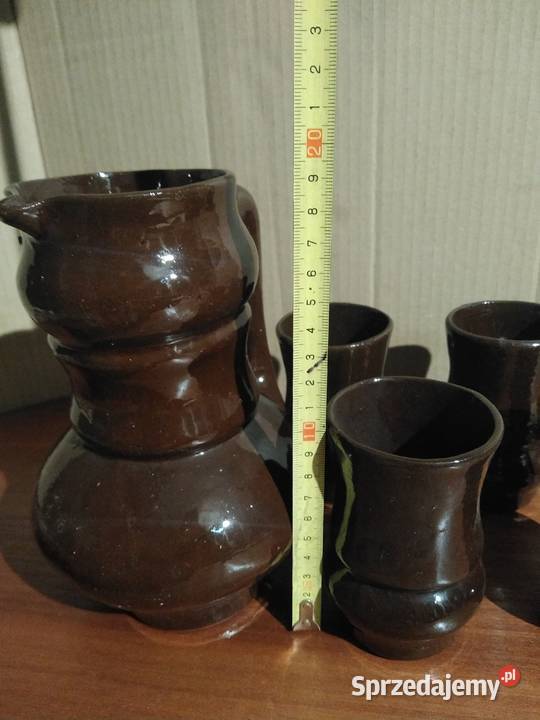 ary gliniany zestaw dzbanek kubki zabytek PRL Porcelana i szkło Dąbrowa Górnicza
