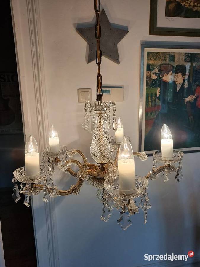 Lampa wisząca metal kryształ Czechosłowacja lata dolnośląskie Legnica