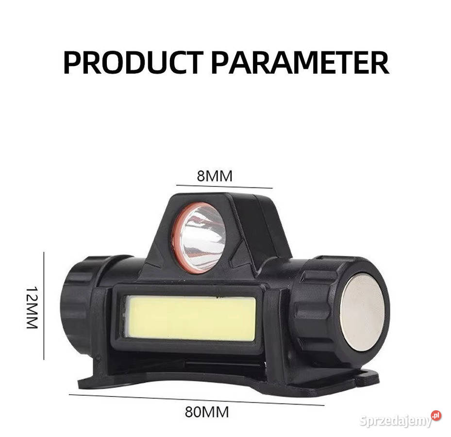 Reflektor czołowy LED USB COB super jasny mazowieckie