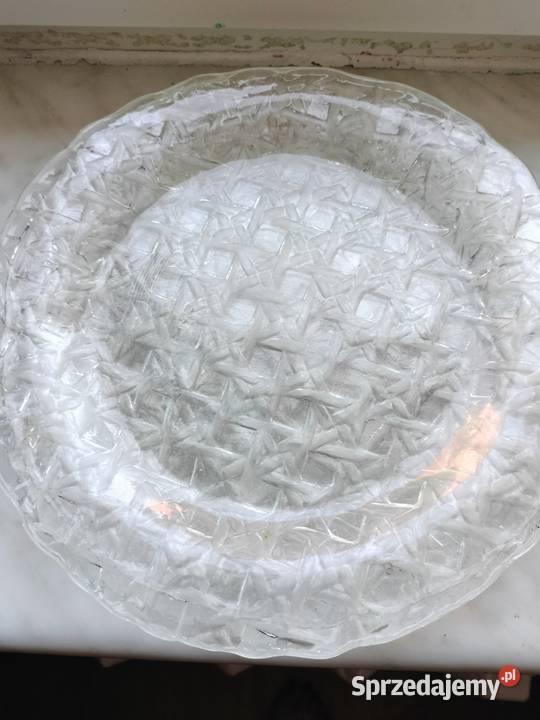 Zestaw 3 talerzy kratka plecionka PRL