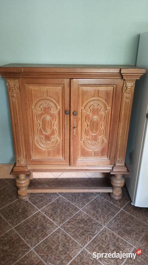 Szafka stylowa z litego drewna rzeźbiona antyk 125cm Kredensy i witryny łódzkie