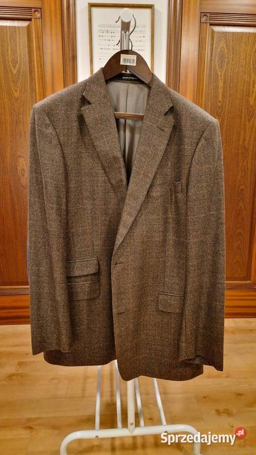 Męska MARYNARKA Oscar Jacobson 56 100 wełna jowa brązowy/beżowy Pozostałe Lublin