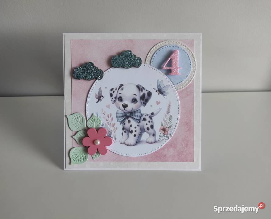 Kartka ręcznie robiona na urodziny z pieskiem łódzkie Łódź