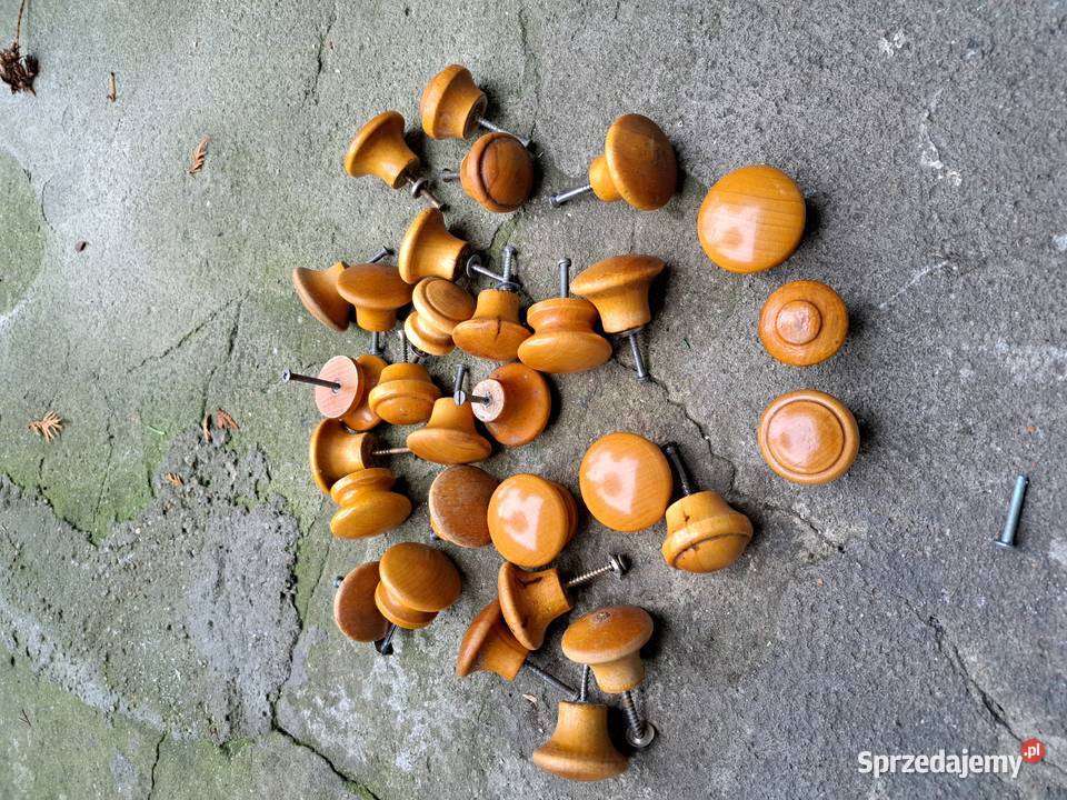 Uchwytygałki metalowe chrom drewniane do szafek Leszno