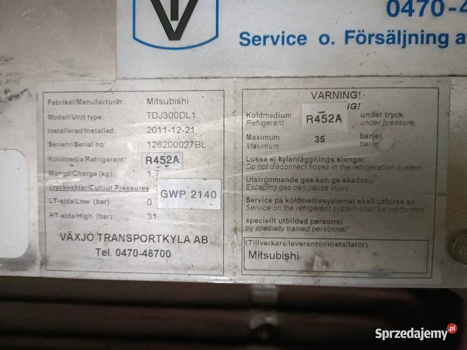 12V Agregat chłodniczy Mitsubishi TDJ300L dostawcze Racibórz