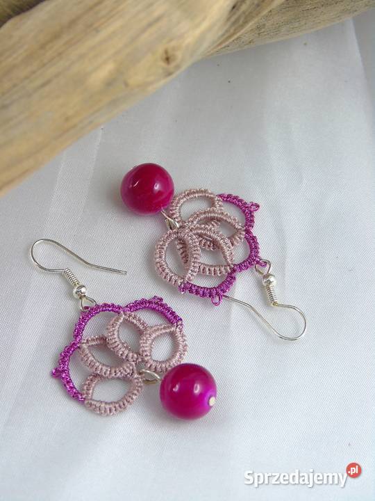 Kolczyki koronkoweróżne wzory kolory Wiśniowa