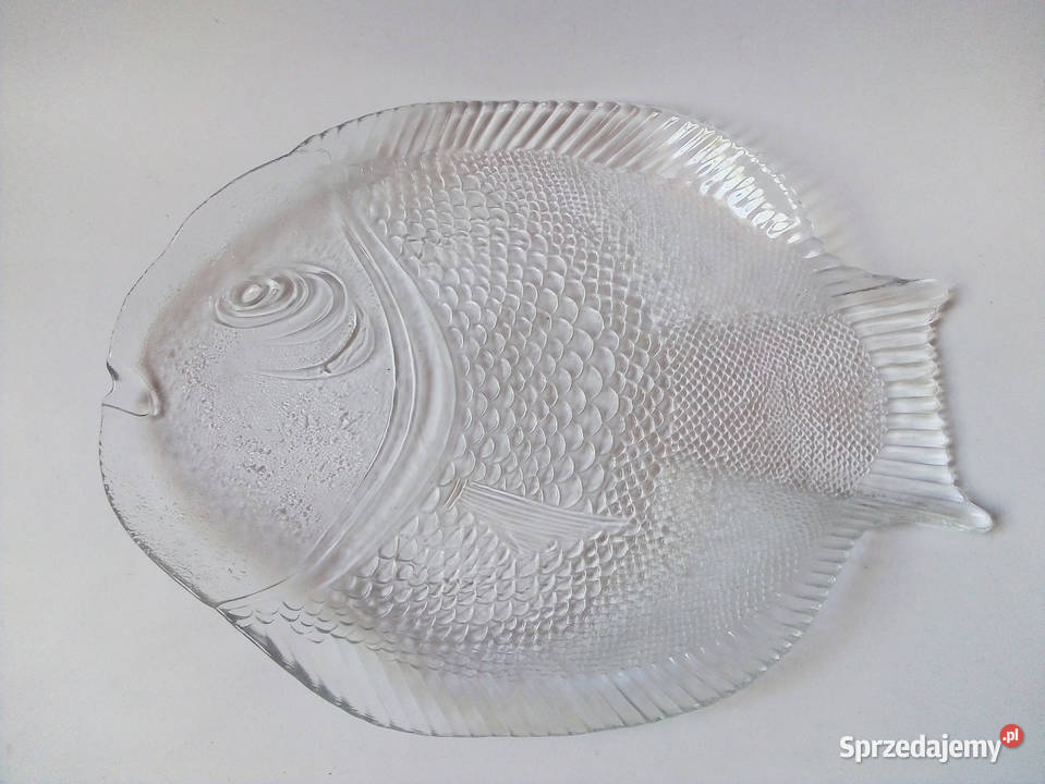 trzy szklane półmiski w kształcie ryby vintage Częstochowa