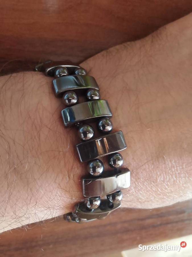Bransoletka męska hematyt magnetyczna zdrowie