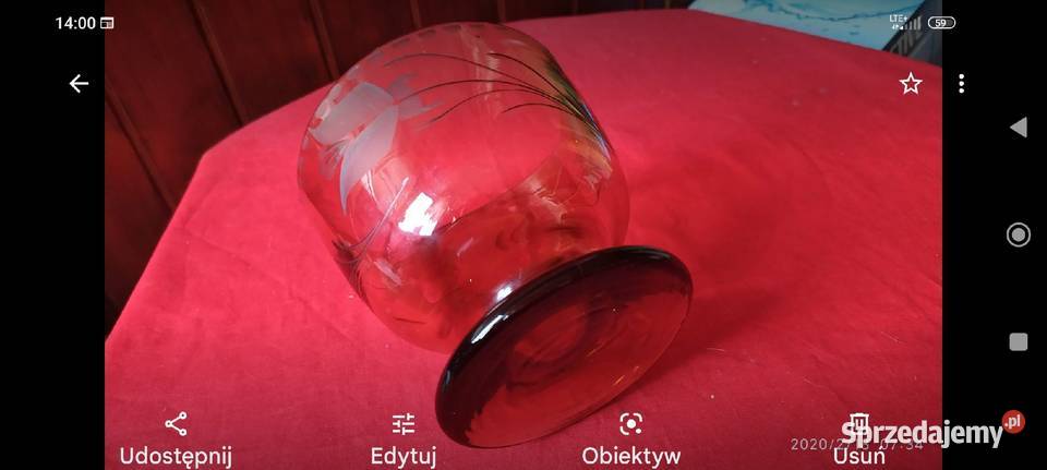 Stary puchar patera szkło kryształowe dymno Porcelana i szkło dolnośląskie