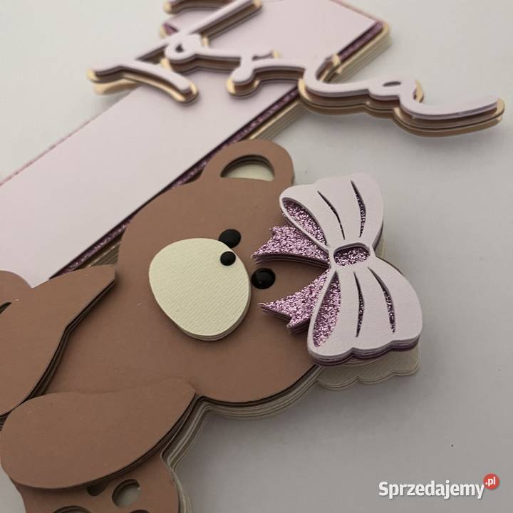 Topper roczek miś teddy bear złoto różowy sprzedam