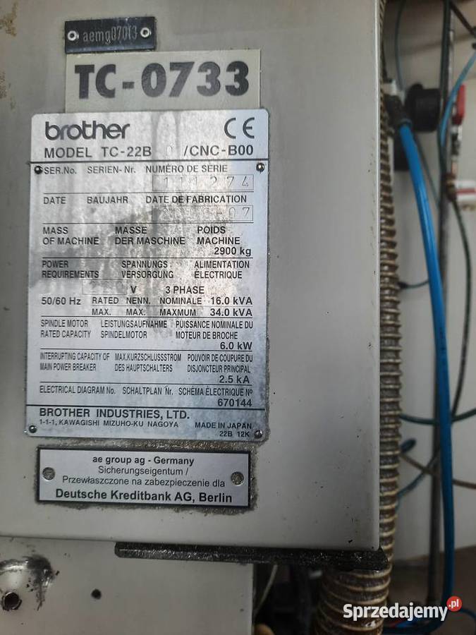 Centrum obróbcze Brother TC22B 0 lubuskie Strzelce Krajeńskie
