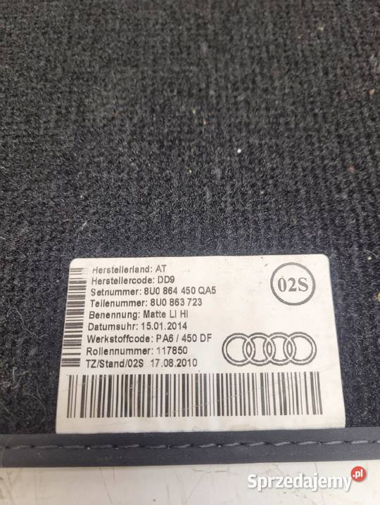 DYWAN DYWANIKI WELUROWE TYŁ AUDI Q3 8U 8U0864450 sprzedam