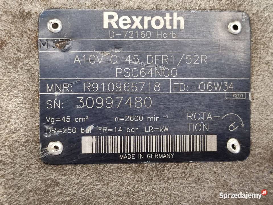 Pompa hydrauliczna A10VO45DFR152R Rexroth wielkopolskie sprzedam