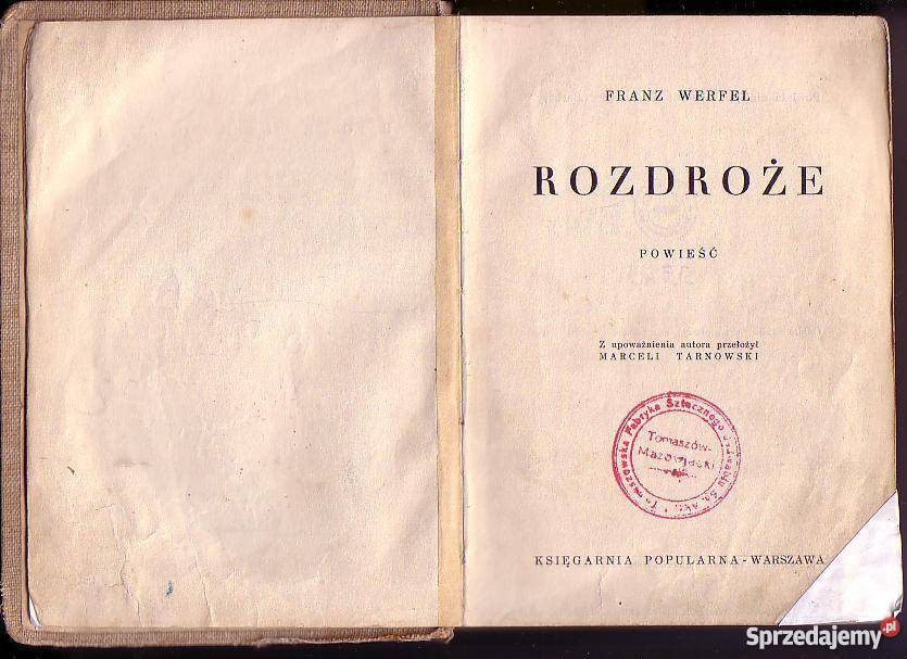 2416 ROZDROŻE FRANZ WERFEL OKOŁO 1930 ROKU sprzedam