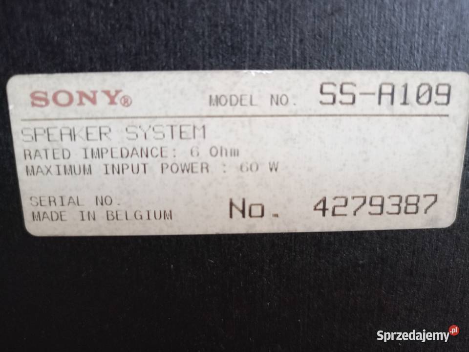Kolumny SONY 60 Watt 6 Ohm Vintage wielkopolskie Drawski Młyn sprzedam
