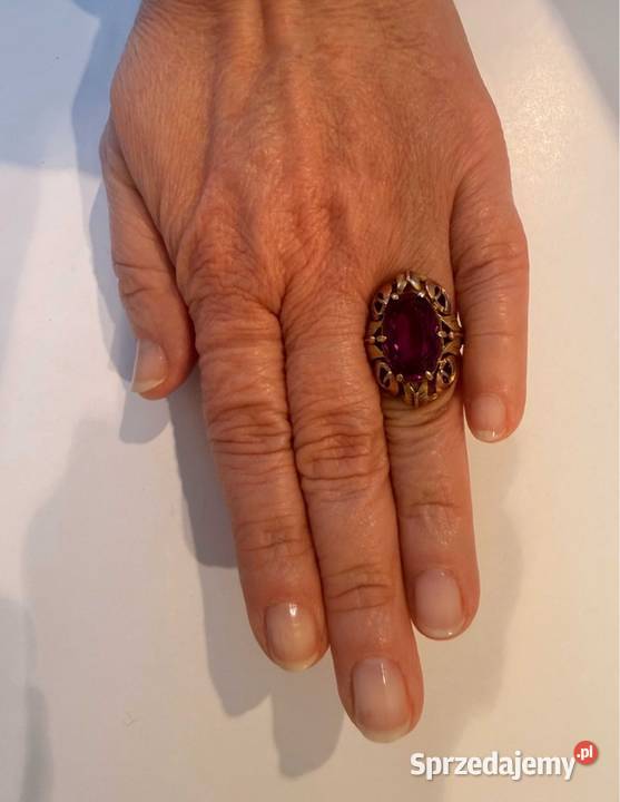 ZŁOTY PIERŚCIEŃ RUBIN Złoto 585 Czechosłowacja złoto mazowieckie Warszawa