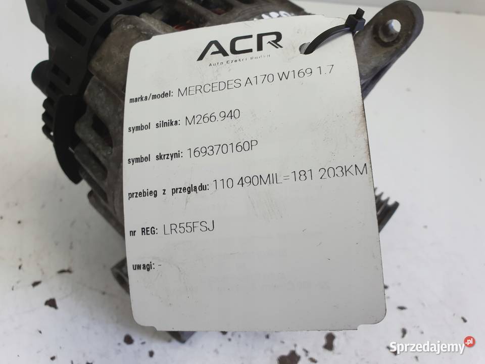 ALTERNATOR Mercedes W169 17 8V A2661540802 90A Chełm