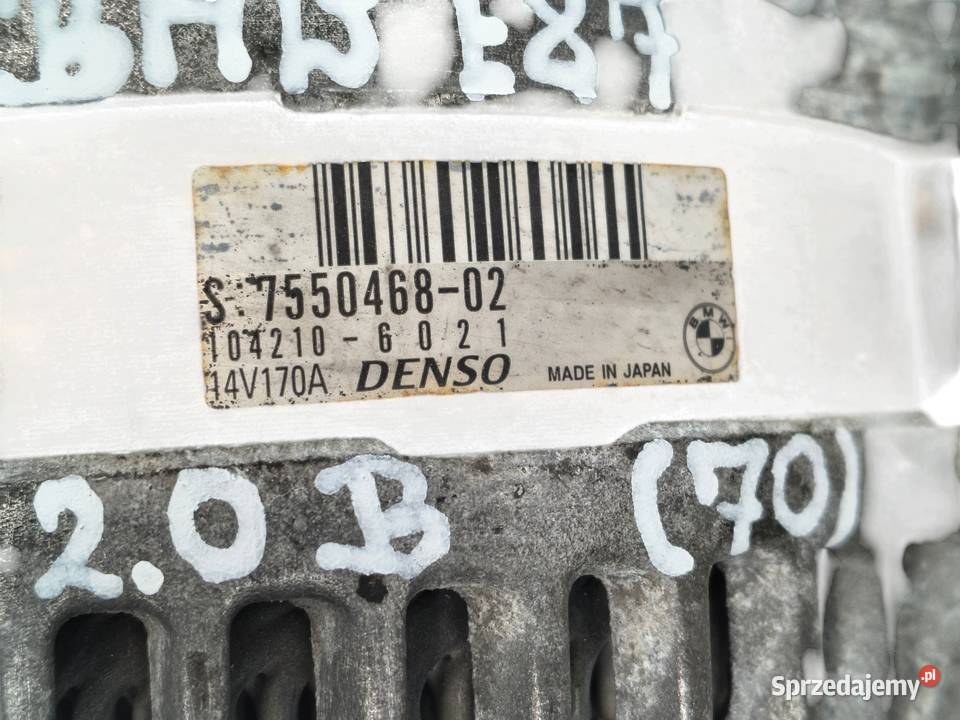 ALTERNATOR BMW E90 E87 20 i denso 7550468 Układ elektryczny silnika Chełm