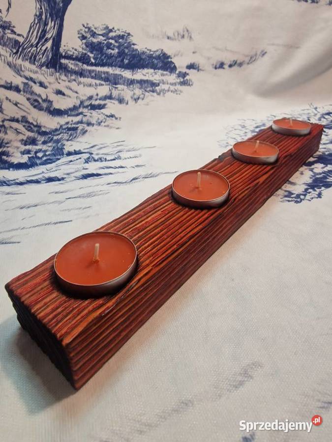 Świecznik Shou Sugi Ban drewno świerkowe