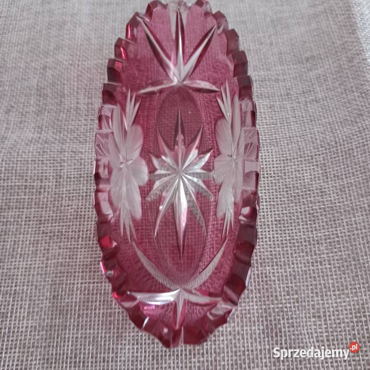 Szlifowana kryształowa burgundowa miseczka Wrocław