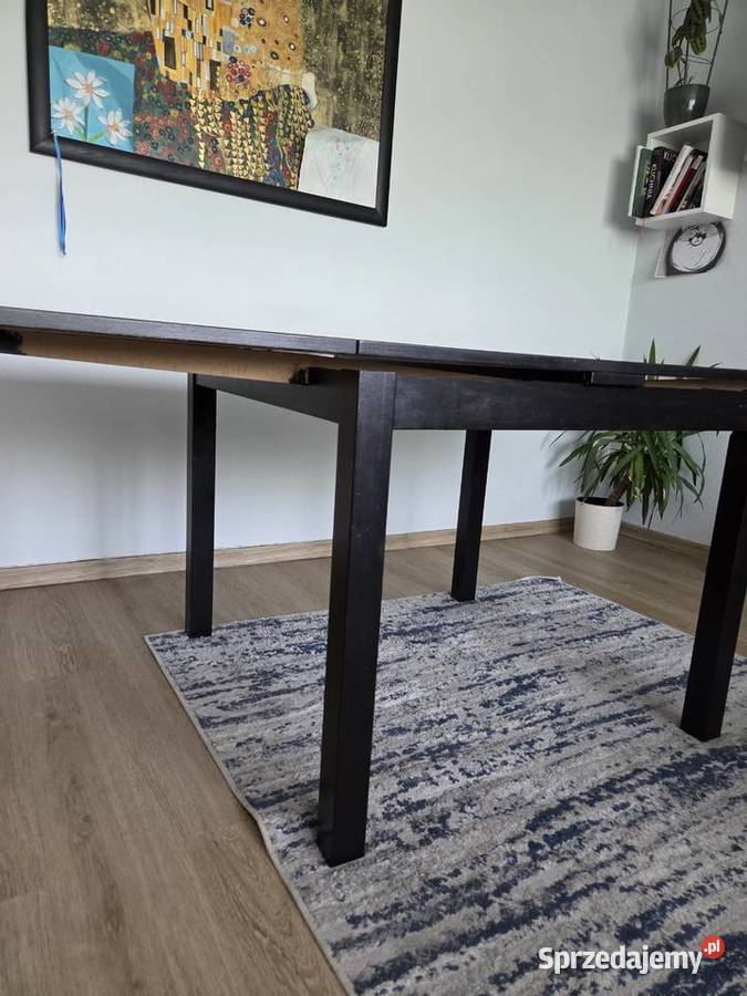 Czarny stół drewniany rozkładany 90x901685x90 dolnośląskie Wrocław sprzedam