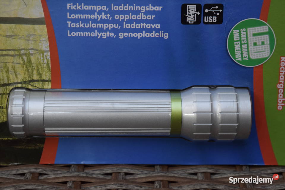 Latarka LED Aluminiowa Ładowana USB Okazja