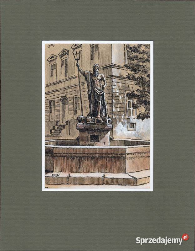 Grafika Fontana Neptun we Lwowie mazowieckie Warszawa