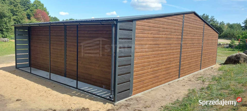 Garaż blaszany 10x6m wiata 1m 2x Brama uchylna