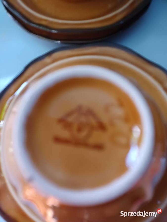 Filiżanki Pruszków ze spodkami 6 PRL łódzkie
