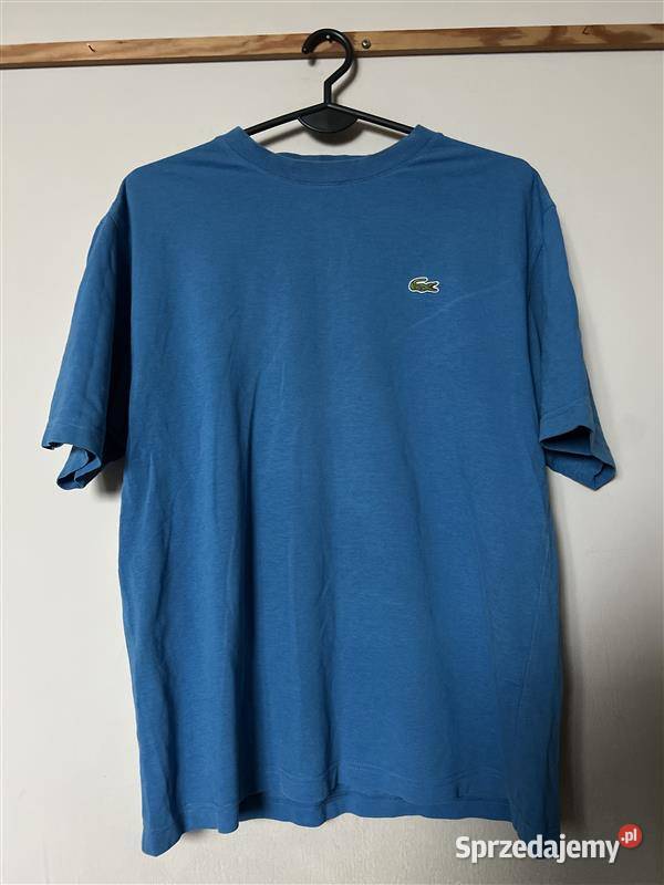 Męski T shirt LACOSTE L niebieski OKAZJA Odzież codzienna Zamość