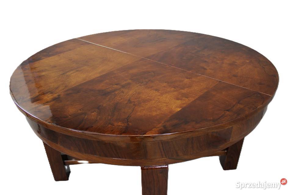 Okrągły stół Art Deco w orzechu renowacji Bydgoszcz