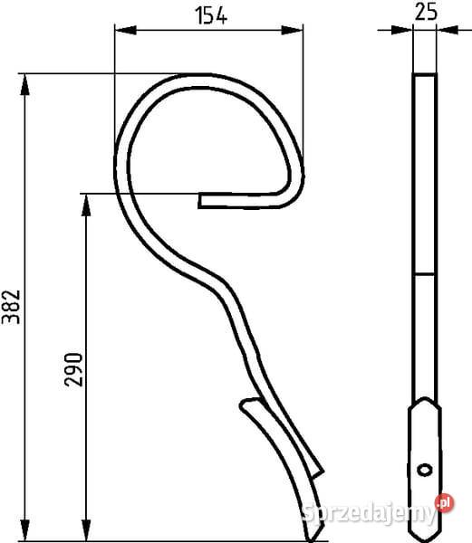 Ząb kultywatora 25x8x382 mm przedni z redliczką